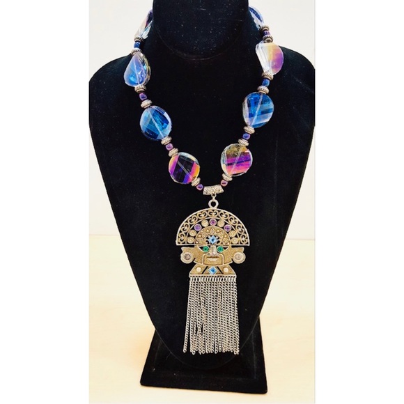Aztec Pendant Swarovski Crystal Statement Necklace - Picture 1 of 3